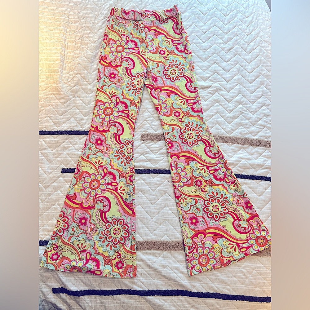 Floral Print Flare Leg Pants